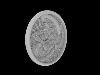 Biomechanical Alien Relief CNC STL 3D Print Model 3D print model