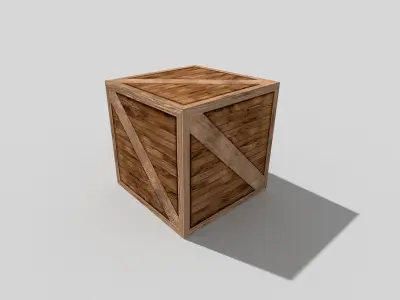low poly wooden box Low-poly 3D model