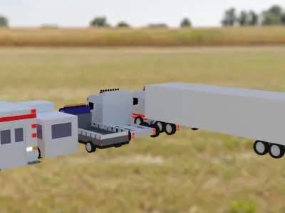 Low Poly Vehicles ambulance in field Free low-poly 3D model