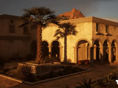 Colonial Convent Church Environment Low-poly 3D model