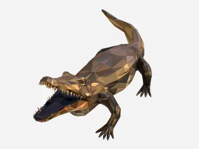 Animated Animal Low Poly Art Crocodile Reptile Low-poly 3D model