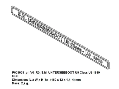 Nameplate - SM UNTERSEEBOOT U9 Class U9 1910 GOT 3D print model