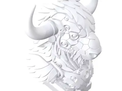 Cyber Bison  Futuristic Mecha Bison Bust 3D print model