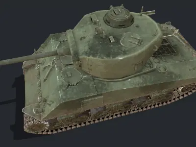 Sherman tank Low-poly 3D model