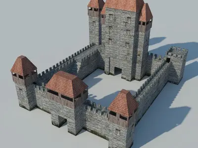 Low Poly Castle medieval - medieval Low-poly 3D model