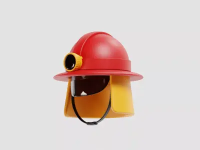Firefighter Helmet  Low-poly 3D model