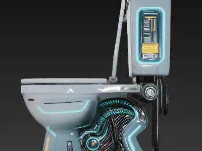 Sci-fi toilet Low-poly 3D model