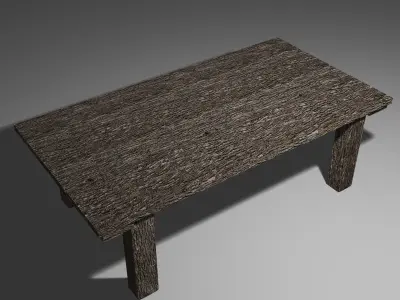 Old Table and Bench Free low-poly 3D model