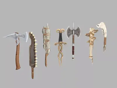 Medieval Polearms Weapon Pack 02 Low-poly 3D Model Low-poly 3D model