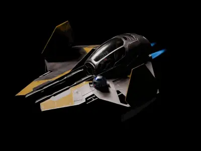 Jedi Star Fighter Animated 3D model