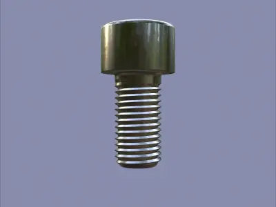 Steel Stained M10 Bolt Allen Cap with PBR 4K Textures 3D model