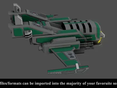 Sci-Fi  Fighter Ship v3 -  Low Poly - Game ready - PBR Low-poly 3D model