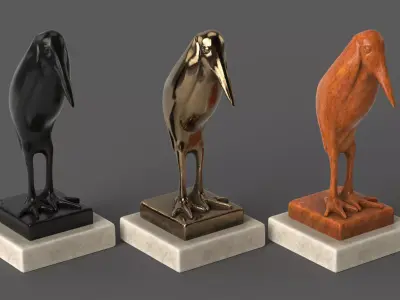 Stork bronze sculpture  3D model
