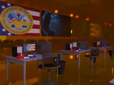 Military Control Room Low-poly 3D model