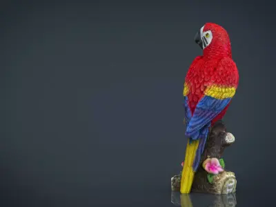 Red Parrot Low-poly 3D model