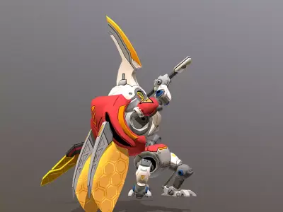 CYBORG-BEETLE-ROBOT Spear Slamming 3D model