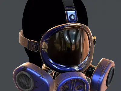 Gas mask helmet 3d model scifi Low-poly Low-poly 3D model