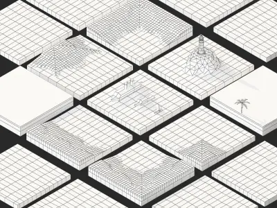 Modular Sea platforms 3d mode Low-poly pack Low-poly 3D model