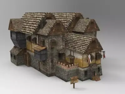 Low poly city hall Low-poly 3D model