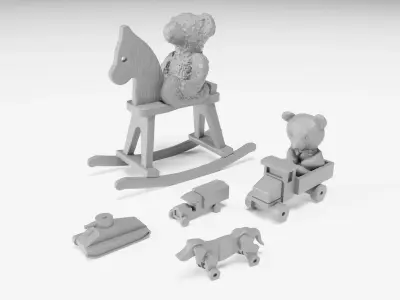 Toys pack - Teddy bears and wooden toys 1-35 3D print model