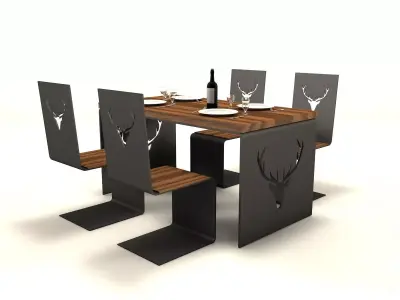 Table with chairs Free 3D model