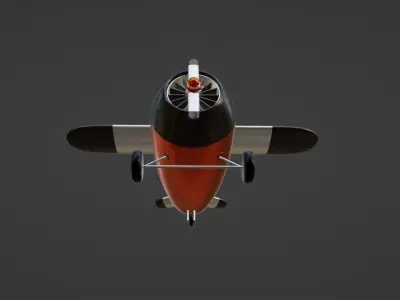 Cute Aeroplan Cartoon low poly 3d model Low-poly 3D model
