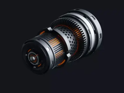 Jet engine hot gear for  spaceship Low-poly 3D model