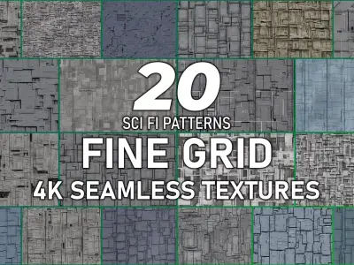 20 Seamless Sci-fi Panels - Fine Grid Texture