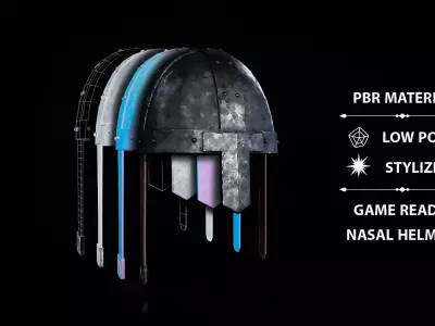 Stylized Nazal Helmet Low-poly 3D model