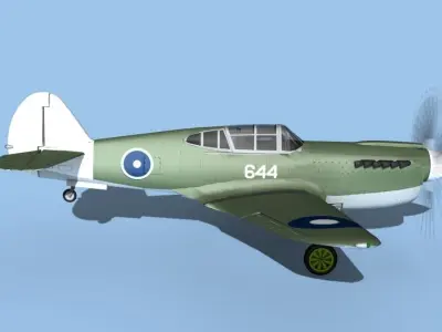 Curtiss P-40F Tomahawk V07 RAAF 3D model