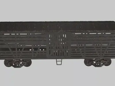 Old Train Wood Coaches Low Poly  3D Model Low-poly 3D model