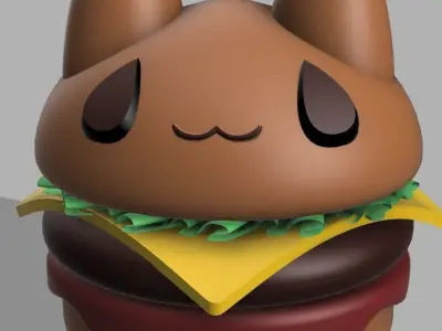 Catburger n w n bunny with collar 3D model