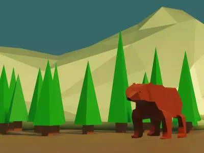 Cute Bear In a Big Wood Free 3D model