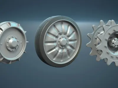 PT-76 Tank and ASU-85 Wheels  Set 3D model