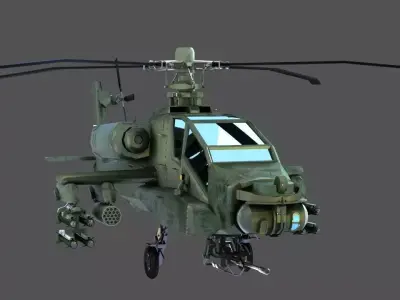 Apache Game Helicopter Low-poly 3D model