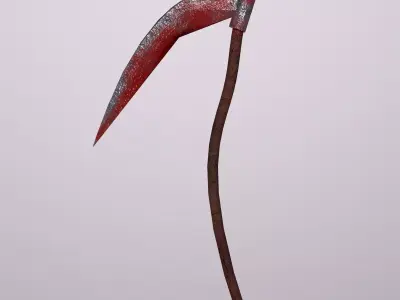 Medieval Scythe Game Ready Low Poly 3D Model Low-poly 3D model