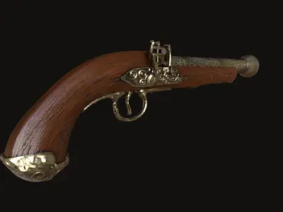 Pistol Flintlock Low-poly 3D model