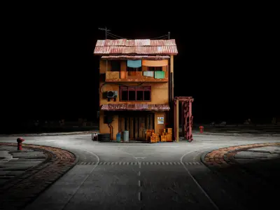 ASIAN URBAN BUILDING HONGKONG 02 Low-poly 3D model