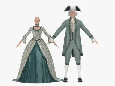 Vintage Clothing Men and Women 3D model