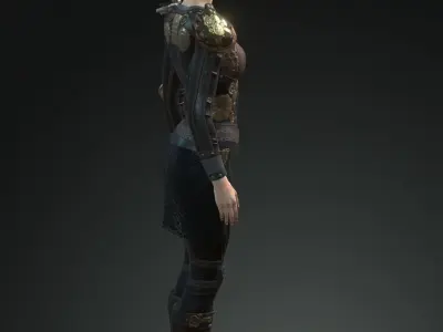 Steampunk rigged character Low-poly 3D model 2