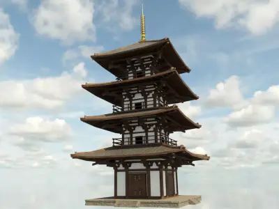 Pagoda japanese Low-poly 3D model