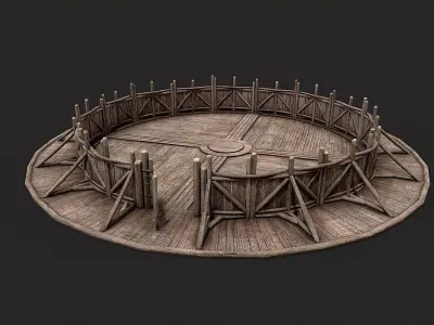 Medieval Wooden Circular Platform Arena 5 Low-poly 3D model