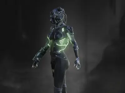 Sci Fi Cyborg Girl Low-poly 3D model