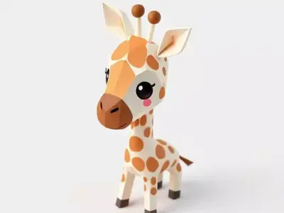 Premium Cartoon Giraffe for Animation Printing Rigging Stylized  Low-poly 3D model