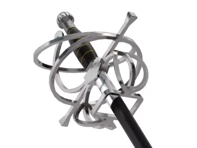 Fencing sword with low-poly mesh Low-poly 3D model