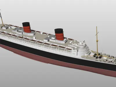 original RMS Queen Elizabeth ocean liner 3D print ready model 3D print model