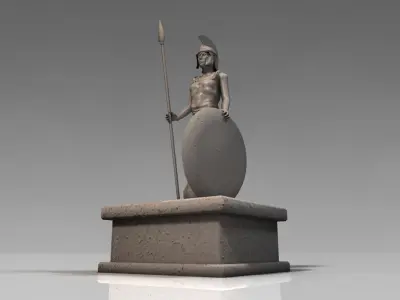 Athena greek stone statue Low-poly 3D model