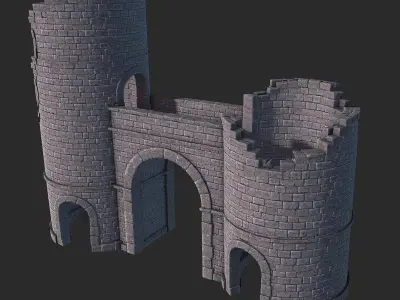 Castle Gate Ruins Low-poly 3D model