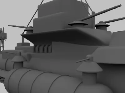  BATTLE SHIP MODEL Low-poly 3D model