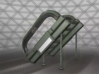 Sci-Fi Stairs - 12 - Green Version Low-poly 3D model